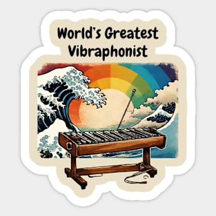 World's Greatest Vibraphonist Playing Vibraphone Vintage Retro The Great Wave Sticker